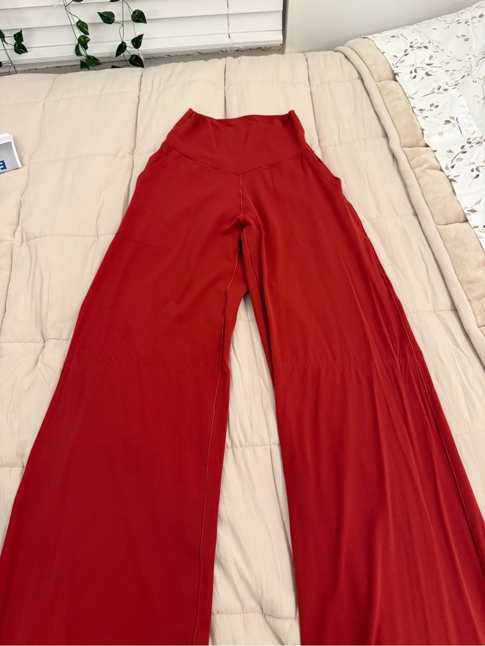 aerie Wide-Leg High-Waist Pants in Red